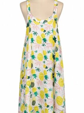 Sunshine Raised L/XL Pineapple Beach Girl Dress 100% Rayon Tropical Sundress Sum